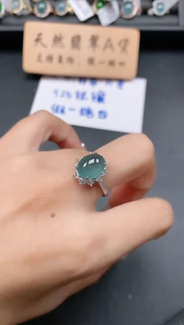 银S925镶嵌戒指翡翠11
