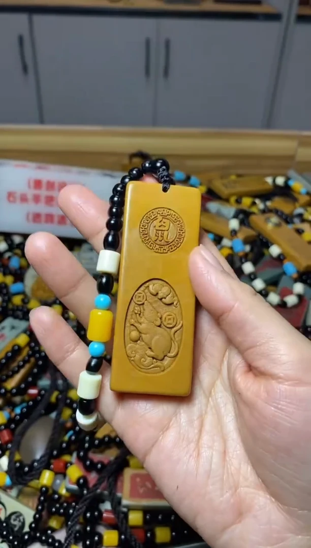 石材老鼠 石头把件挂件