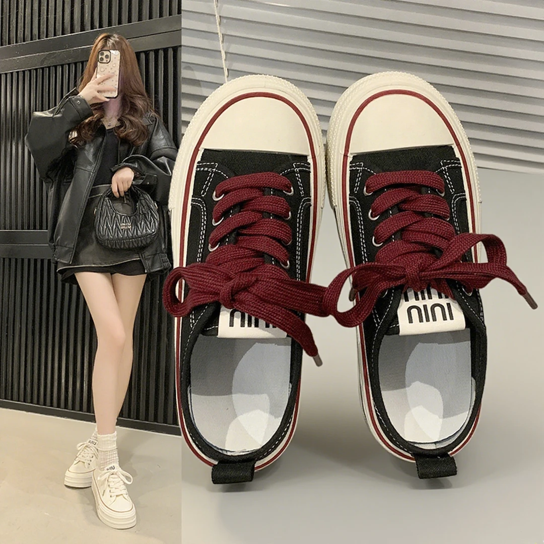 薄款帆布鞋2025秋季新款学生休闲百搭低帮增高女帆布鞋靴子板鞋