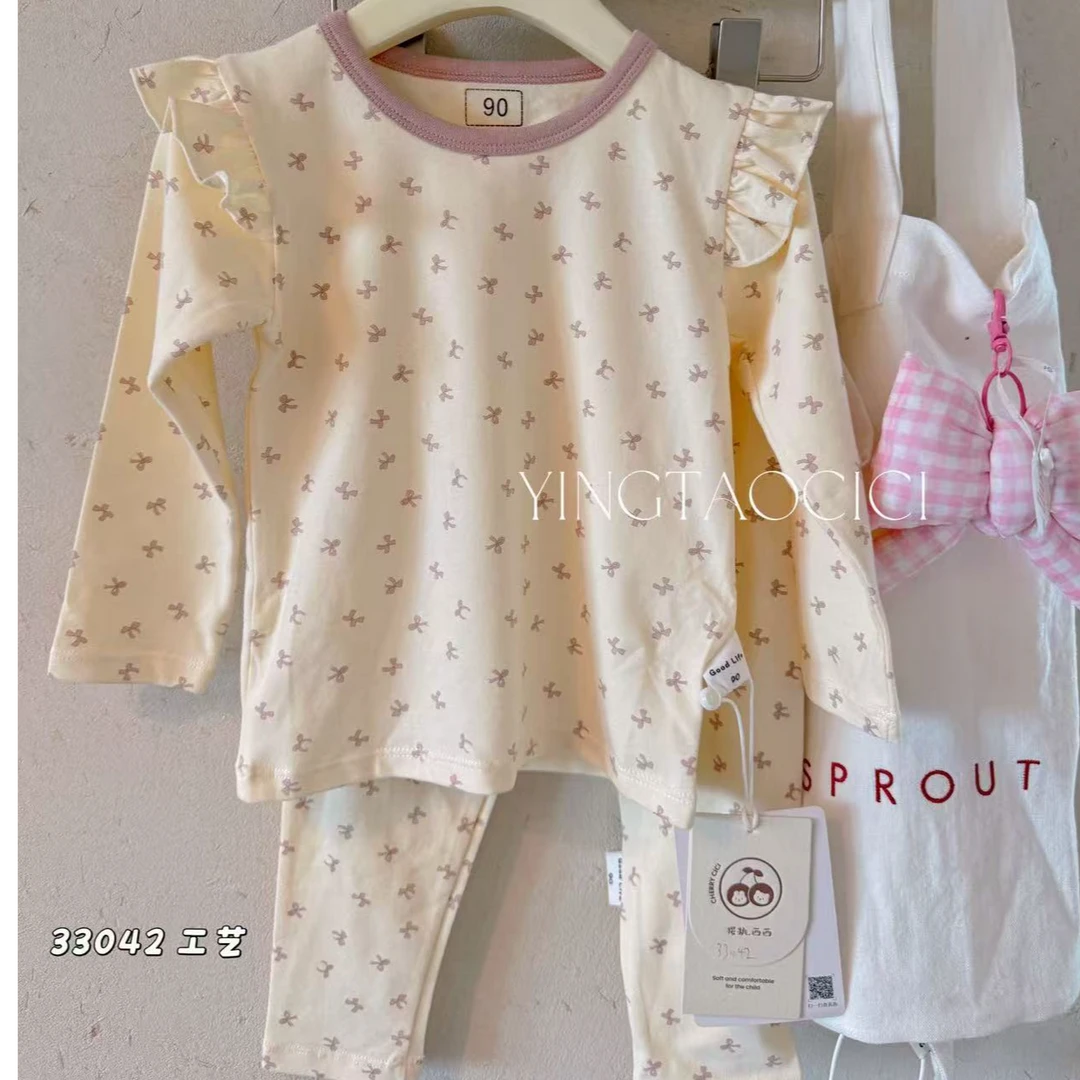 休闲风保暖居家卡通风家居服套装满印婴童圆领家居服33042