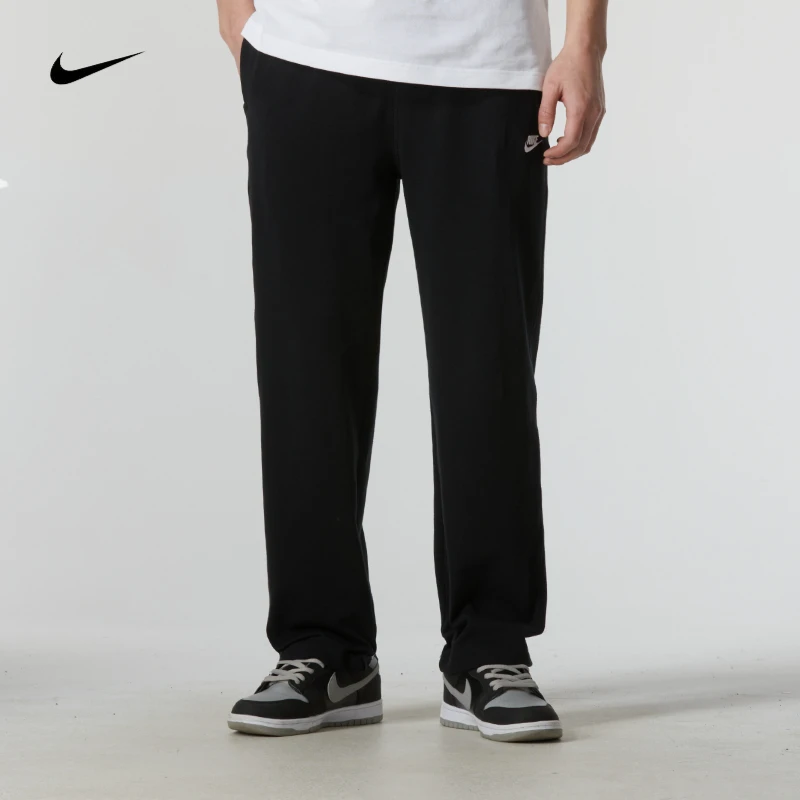 nike耐克100%棉男2025春秋新款黑色休闲裤运动长裤直筒裤[流光风]