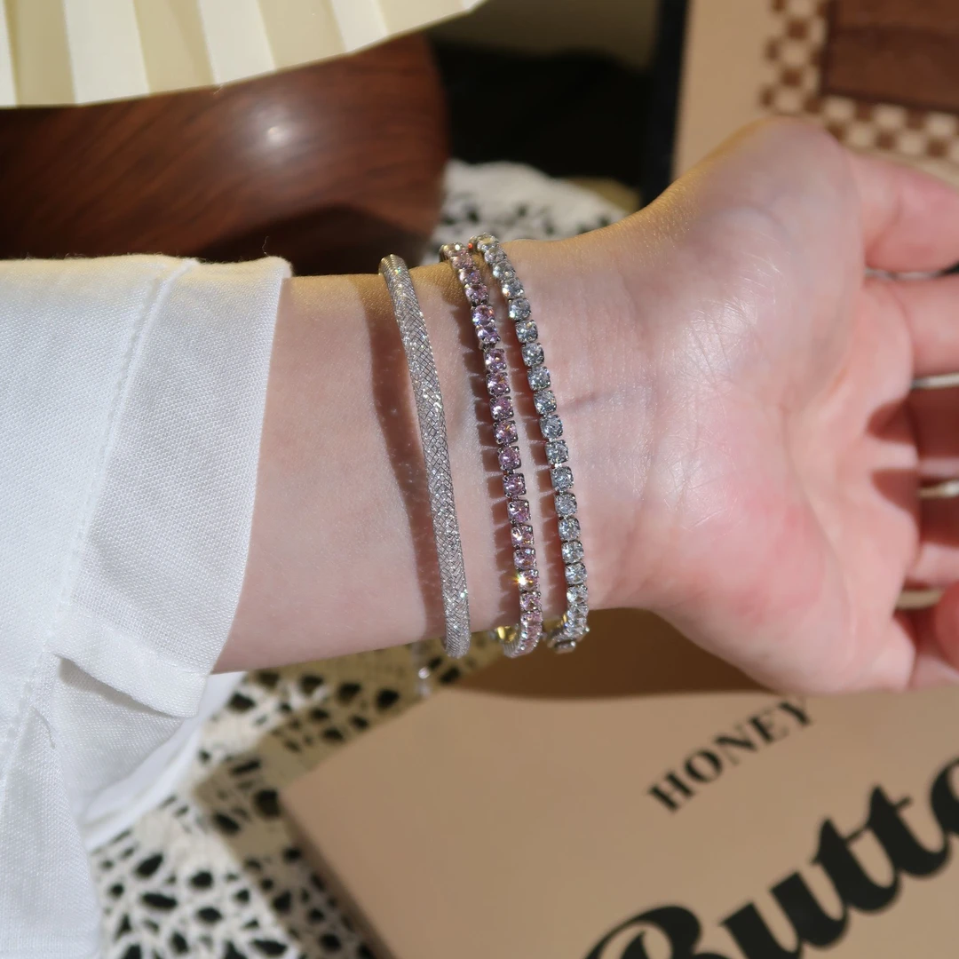 合金手链 小众轻奢气质网红款满钻网球链百搭手链