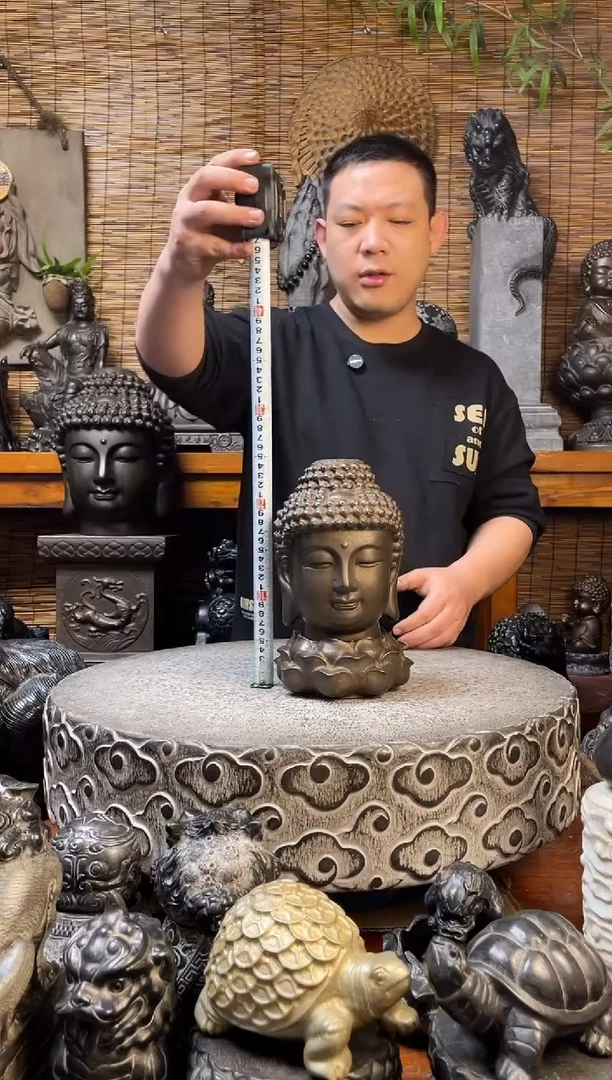 石材20佛头送底座天然青石雕刻