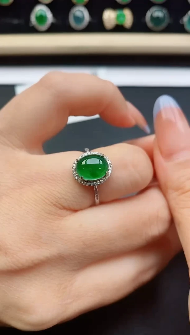 翡翠戒指银S925镶嵌1