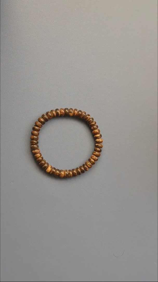 沉香手串0.76文莱老料沉水算盘珠单圈6.8克