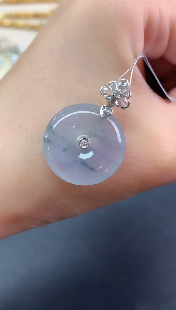 吊坠(不含链)18K金镶嵌翡翠吊坠(不含链)|6800