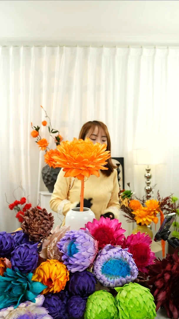 永生洋蓟 霸王花一个头【爱马仕橙】  A522