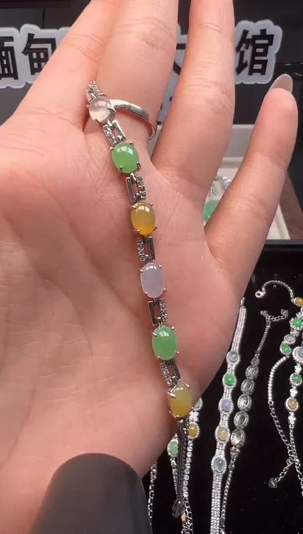 银S925镶嵌手链翡翠缅甸珠宝严选