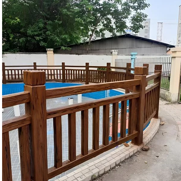 仿木护栏用于园林景观公园及鱼塘河道防护的钢筋混凝土木纹栅栏