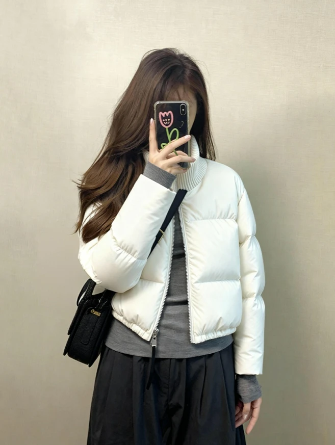 2025巨好看的白色棉服短款女冬小个子短外套轻薄洋气小棉袄韩系