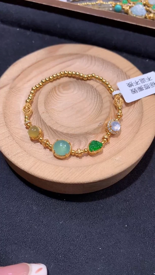 银S925镶嵌手链翡翠手串