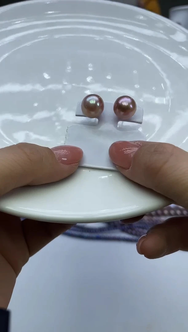 未镶嵌耳饰淡水珍珠紫色系耳饰