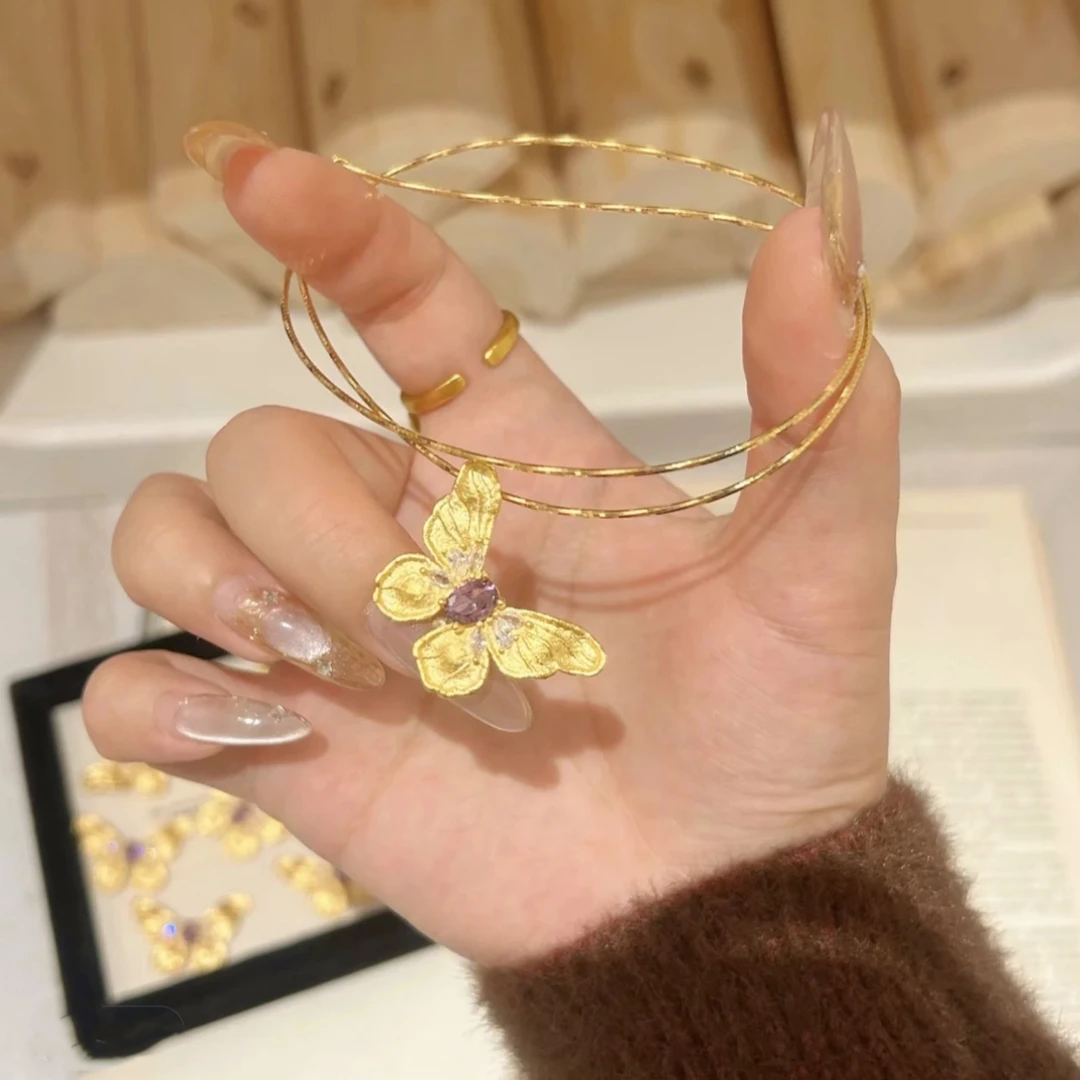 铜合金项链 超爆闪璀璨星河蝴蝶项链女款百搭甜美不掉色仙女项圈