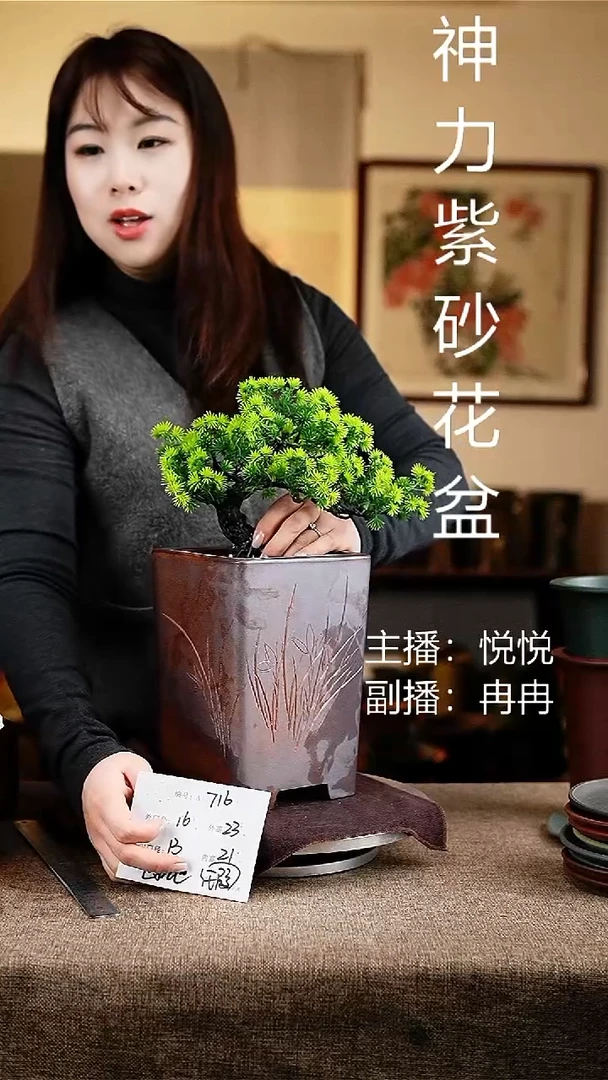 紫砂花盆花卉工艺716微瑕