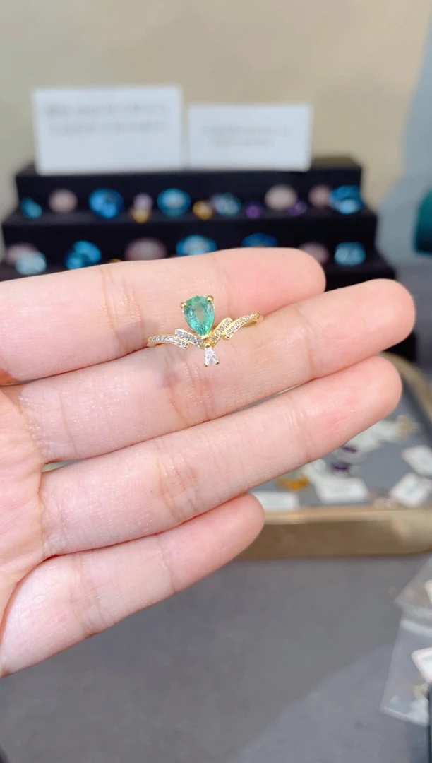 银S925镶嵌戒指祖母绿天然宝石