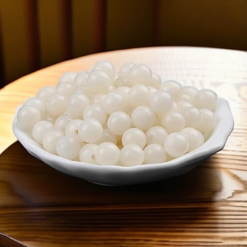 【糯米珠宝】品牌高品和田玉白玉单珠配珠