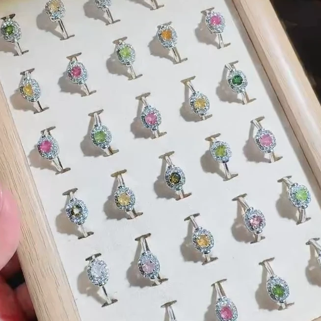 CT3659【百百福珠宝】七彩星光马卡龙 碧玺戒指-多样性发货只发一件