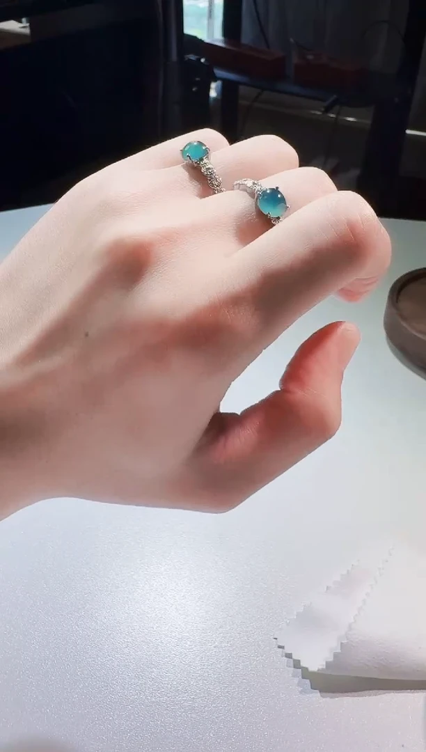 翡翠戒指14K金镶嵌翡翠戒指天然翡翠a货戒指9006