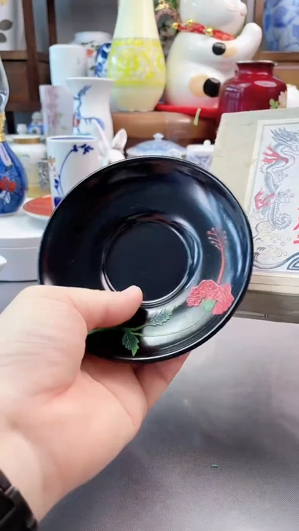瓷片琉球涂实木壶承