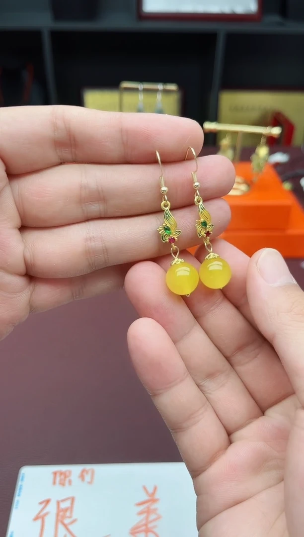 玛瑙/玉髓耳饰银S925镶嵌318000