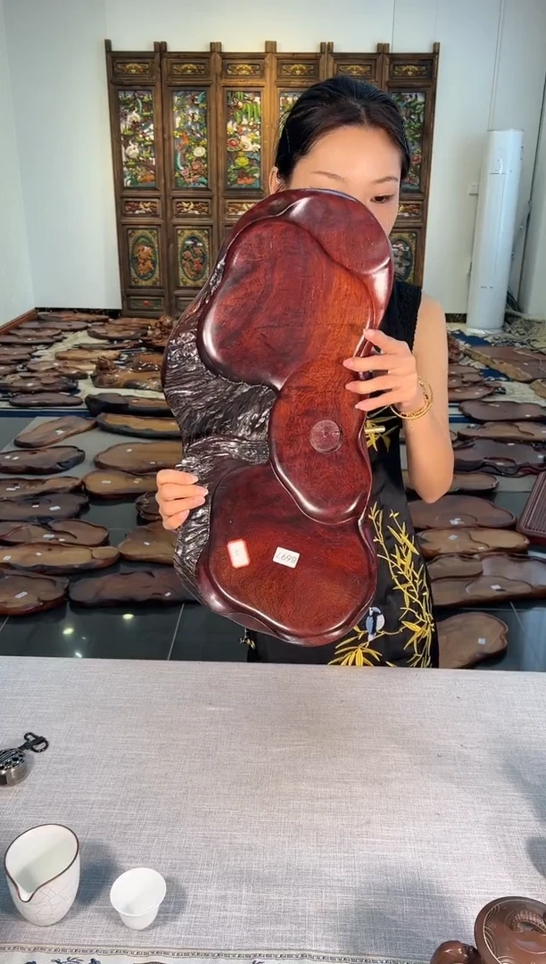 【闪购商品】大果紫檀（缅甸花梨）茶盘8697