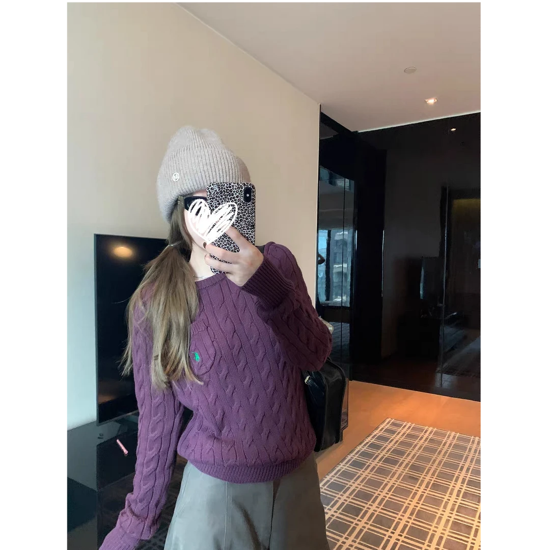 圆领针织衫女秋季穿搭慵懒风软糯毛衣修身显瘦高级感上衣#Y1922