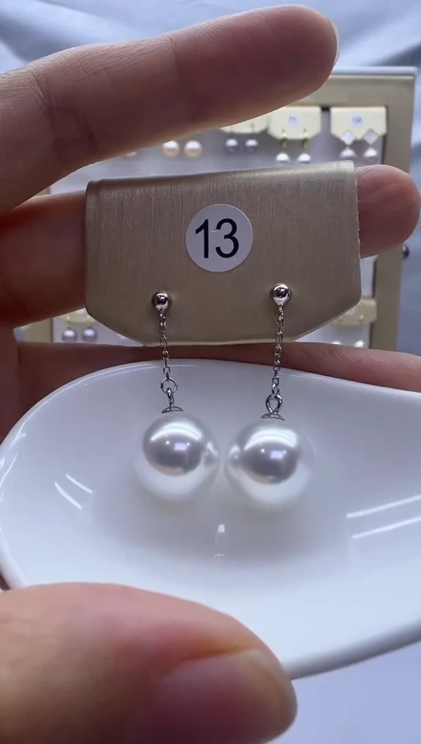 银S925镶嵌耳饰淡水珍珠13