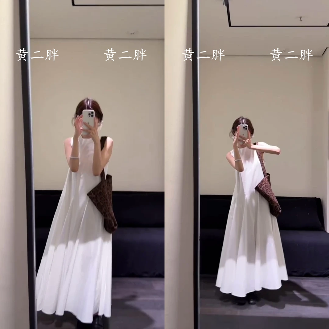 2025夏季款法式温柔风茶歇白色气质连衣裙女小个子简约无袖背心裙