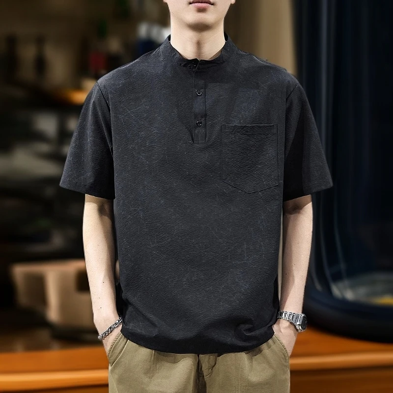 夏季薄款短袖polo衫男2025新款宽松大码速干t恤透气半袖保罗衫潮