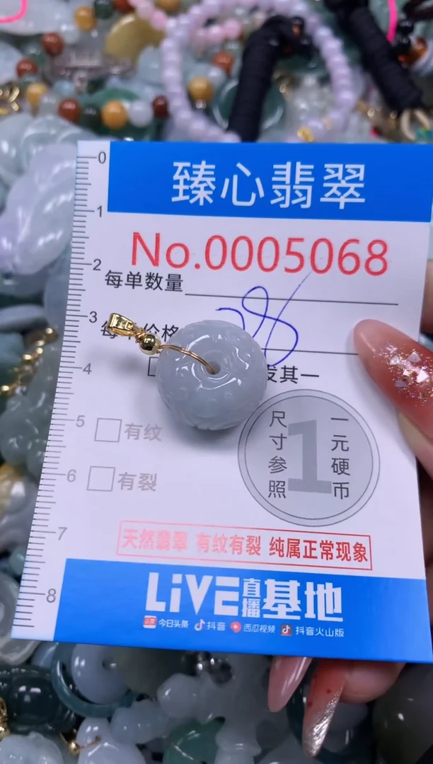 翡翠未镶嵌颈饰含绳0005068