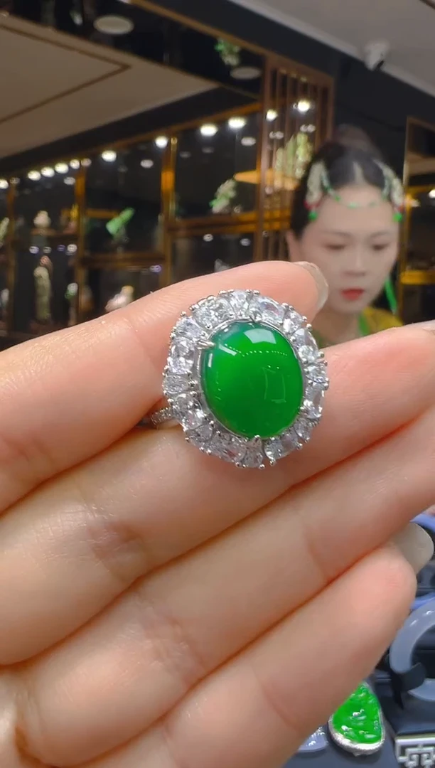 翡翠戒指银S925镶嵌186 (多样性发货发其一)