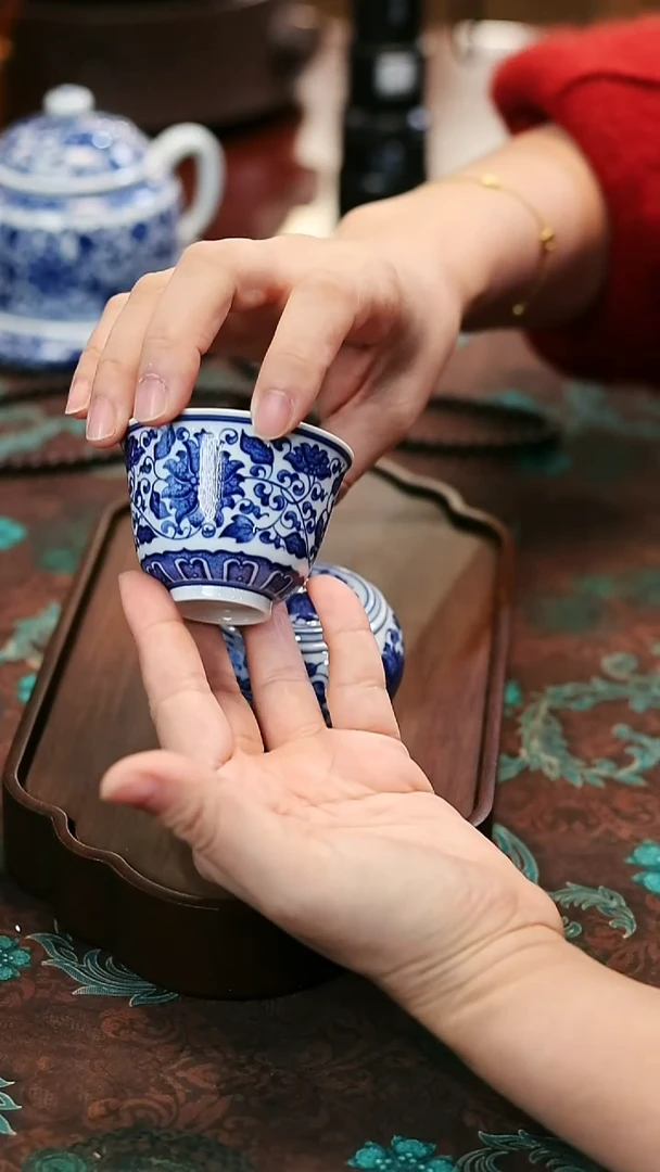 镹日陶柴窑手工手绘青