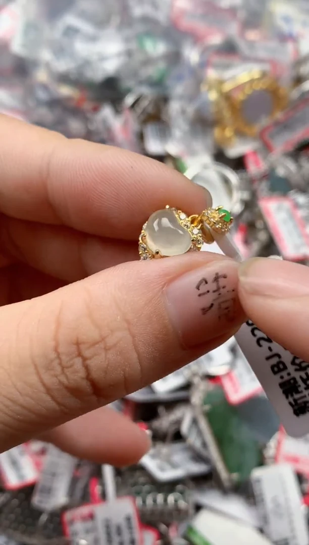银S925镶嵌戒指翡翠天然A货缅甸翡翠