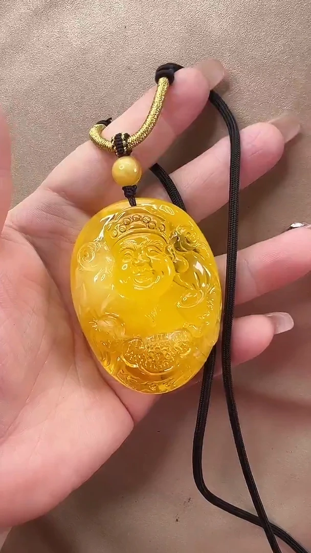 琥珀颈饰未镶嵌三*羊吊坠分付3/2