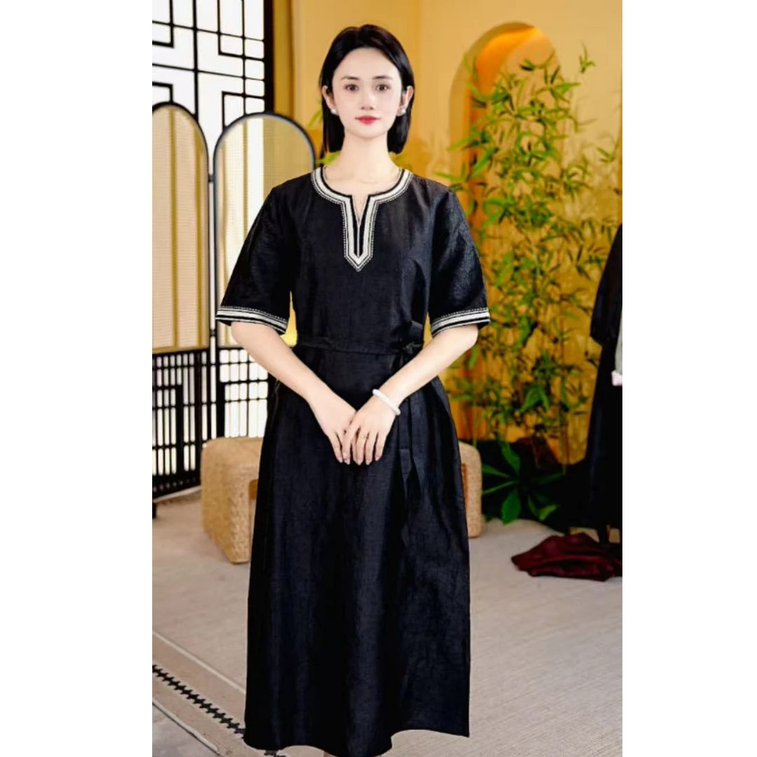 （LL）桑蚕丝香云纱连衣裙A-101-3632