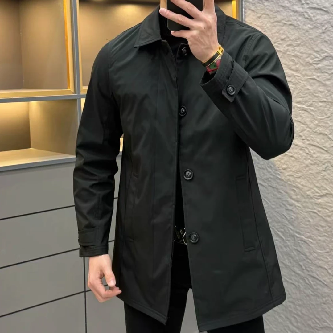 2025春季新款时尚百搭净版中长款商务潮流男士风衣夹克外套DJ8220