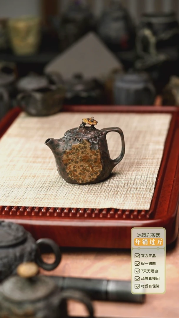 陈国力老师作品冰碛岩重工雕刻守候壶
