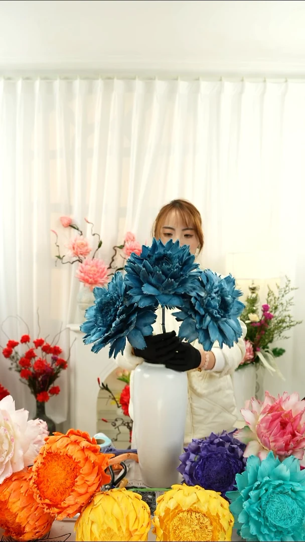 永生花  霸王花  三个头 叶片有伤 【雾霾蓝】  A256