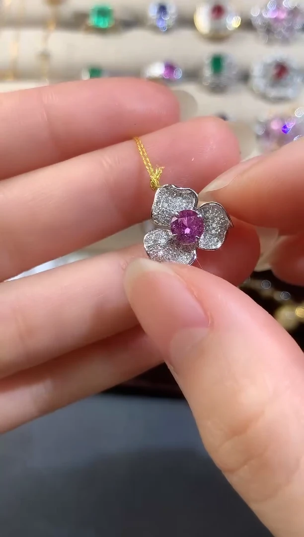 吊坠(不含链)彩色蓝宝石18K金镶嵌D473|4800