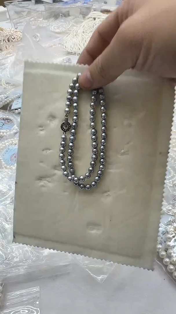 项链银S925镶嵌海水珍珠5.5-6mm 真多麻-孤品
