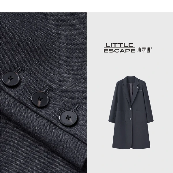 小乖逃灰色西装波浪刺绣宽松西装大衣长外套休闲时尚N95109