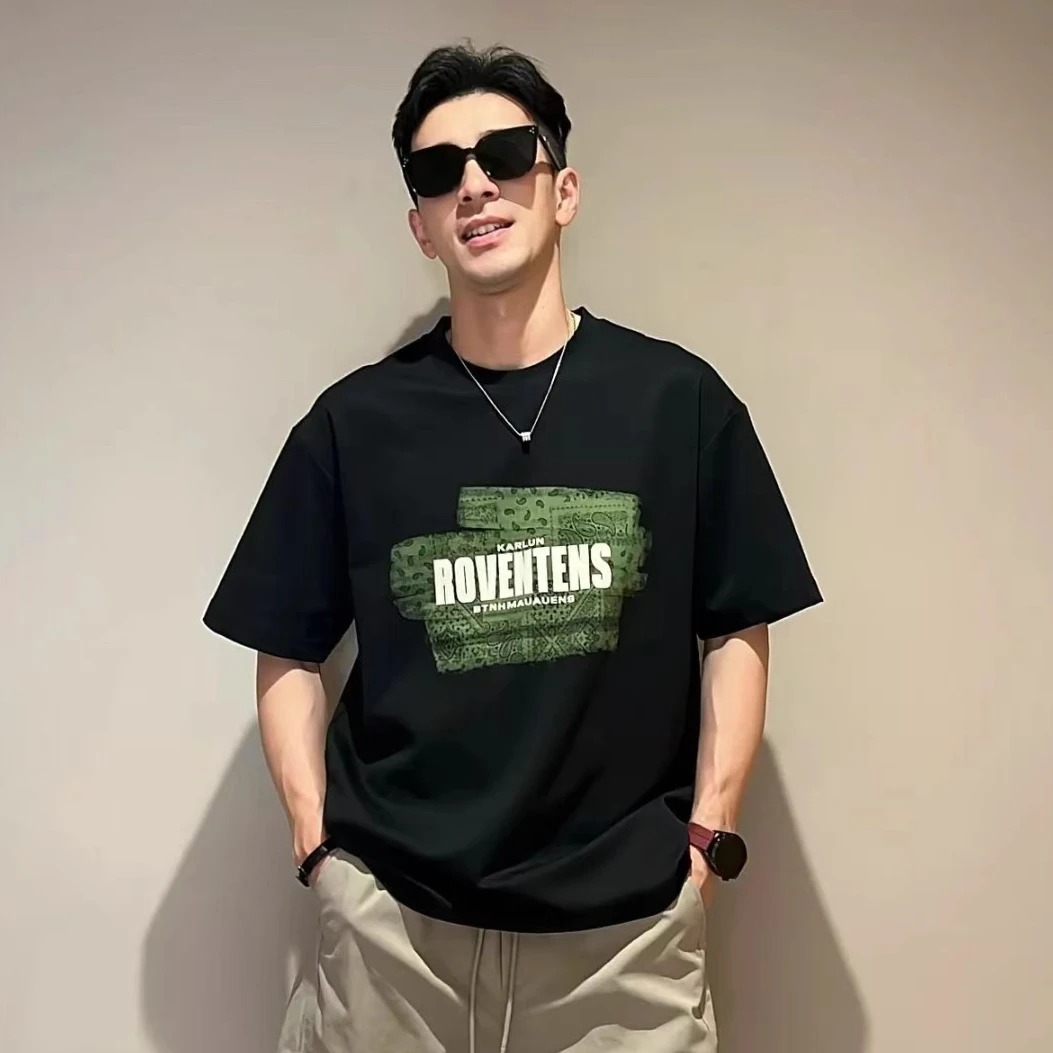 夏季美式潮牌字母印花短袖T恤男士时尚潮流纯棉百搭休闲情侣上衣