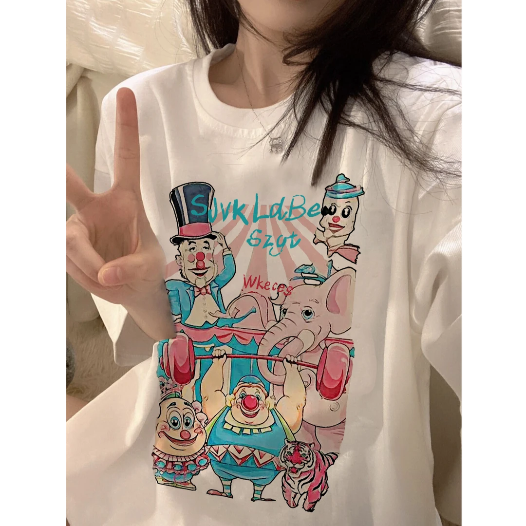 纯棉短袖卡通涂鸦百搭印花T恤男女潮牌显白宽松情侣半袖上衣ins