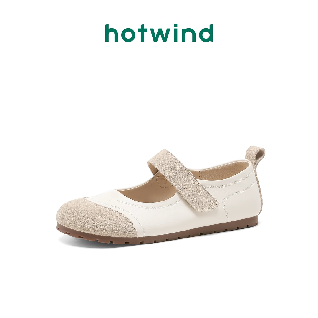 Hotwind/热风时尚圆头软底浅口鞋2024夏季新款学院风休闲鞋女士