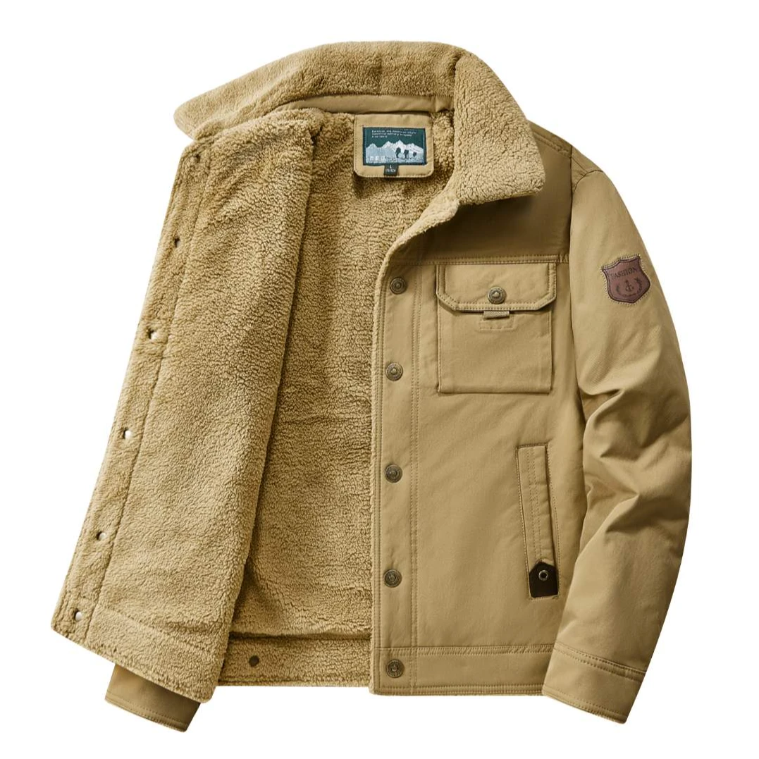 狼族纪元男士棉衣冬季羊羔绒棉袄加绒加厚休闲保暖棉服翻领外套