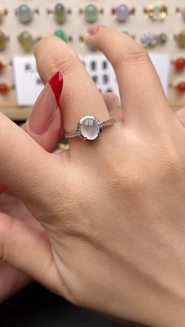 【闪购商品】翡翠戒指银S925镶嵌一物一证一礼盒