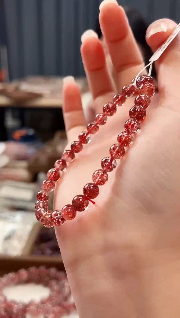 未镶嵌手串水晶金草莓超七单圈手串6mm【多样性发一】