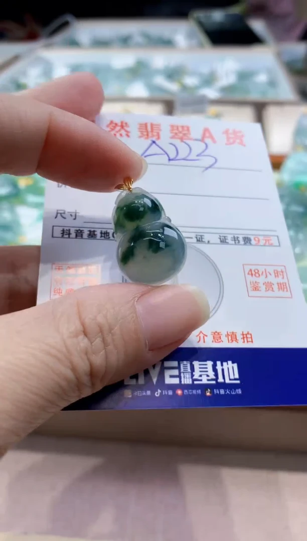 颈饰18K金镶嵌翡翠 天然缅甸a货翡翠