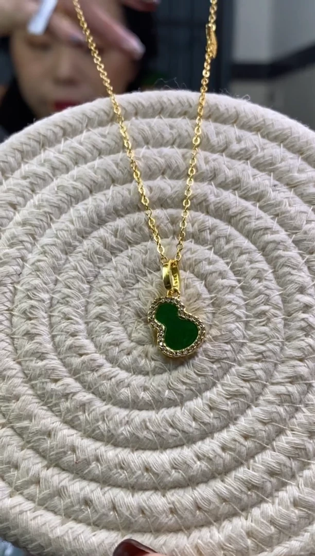 颈饰银S925镶嵌翡翠净货12259