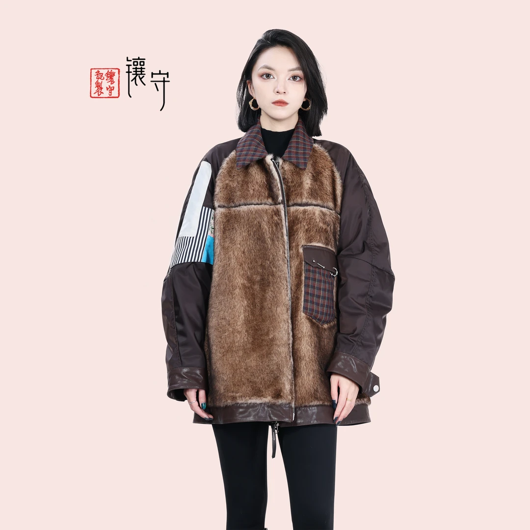 【镶守·独美】秋冬季轻奢时尚气质百搭皮毛一体白鹅绒外套T25151